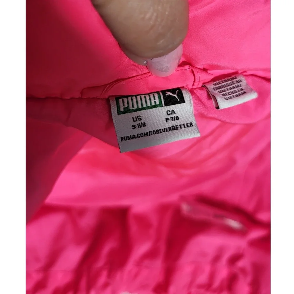 Puma Girls Puffer Vest Sleeveless Padded Quilted Hot Pink Girls Size S 7/8